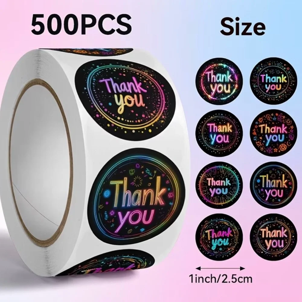 Colorful Thank You Stickers, NEW, 500 Stickers